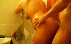 Woman doing quickie in the bathroom