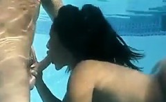 Ebony Chick Sucking On A Cock In The Pool