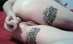 Tattooed Webcam Teen Dildos Her Asshole