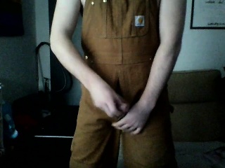 Smoking in my own overalls.