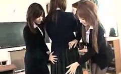 Three naughty Asian schoolgirls enjoy hot lesbian sex in th