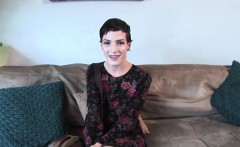 Stunning trans wanks cock on casting couch