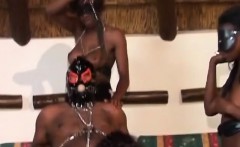 Foursome blowjob and deepthroat with hot African sluts and