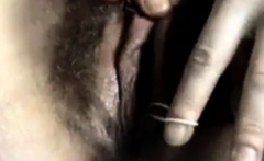My hairy girl plays with love balls and gets an orgasm