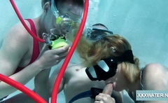 Threesome in the pool between Minnie Manga