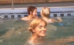 Three French Teenies In The Pool