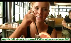 Jessi Cute Innocent Blonde Teen Having Dinner In Restaurant