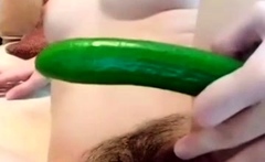 Asian Girl Put Cucumber In Pussy