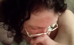 Wife with glasses goes for the cock