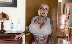 Horny Blonde Tgurl shows off her big ass then masturbate