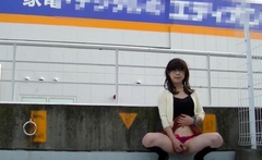 Japanese Crossdresser Outdoor Flashing.