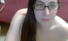 Hot girl with glasses masturbating