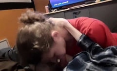 Cole sucking my thick cock takes cum in mouth