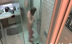 Filming my teen girlfriend naked in the shower