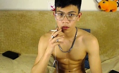 Exclusive Skinny Asian beat the meat Part 6 doing a Cam Show