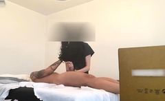 Beautiful brunette caught fucking on hidden cam massage
