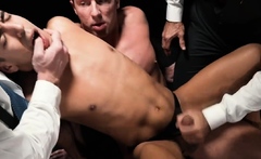 Twink Teen Milo gets tight ass fucked by three masters