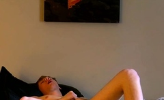 Sexy gay boy showing his cock and wanking until cumshot
