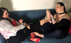 Lesbian foot fetish trio
